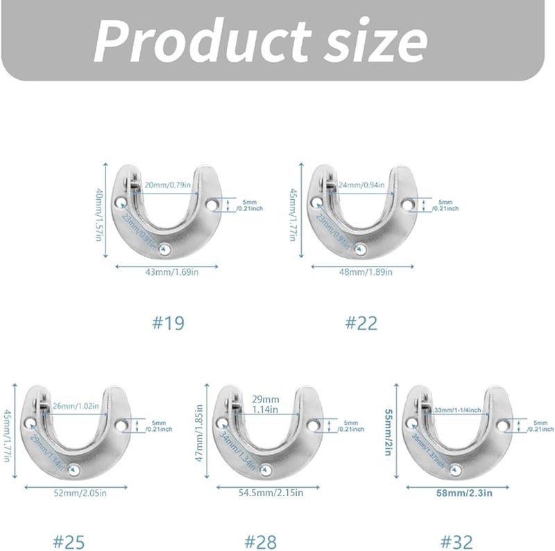 2PCS 28mm Opening Steel Wardrobe Bracket Supports Heavy Duty Curtain Rod Holder Set - Image 5